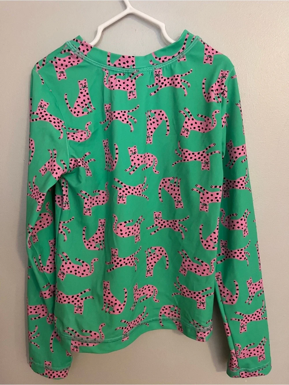 Hanna Andersson Kids'‎ Green Rashguard with Pink Leopard Print